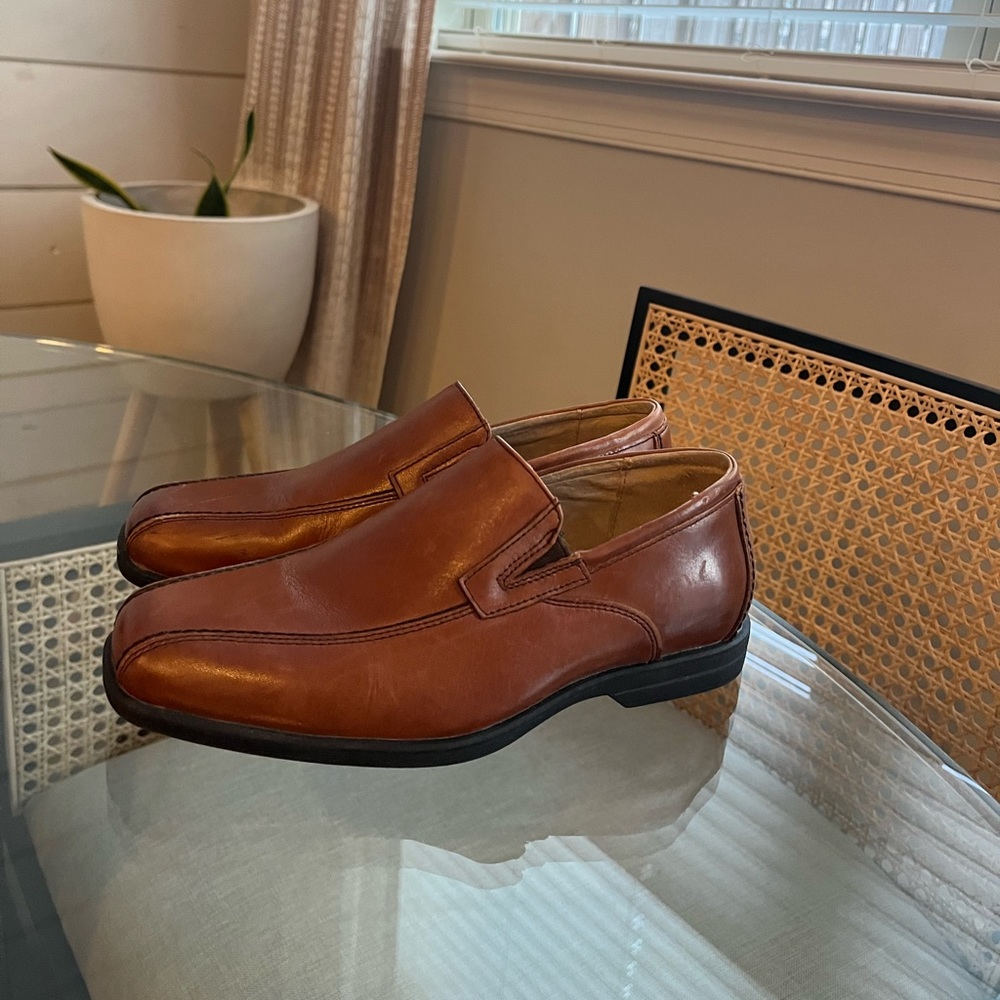 Gently used. Worn maybe twice. Boys leather dress shoes.